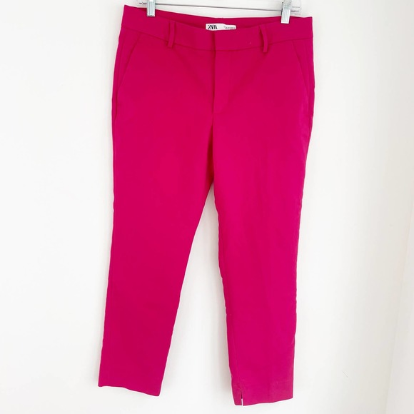 Zara Chino Fit Pink Trouser Dress Pants Pink 8 - Picture 4 of 10